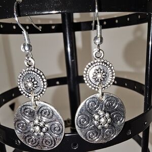 Silver Engraved Dangle Earrings